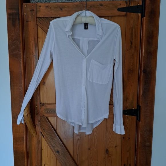 Cotton Jersey Button Down Shirt/Blouse - Picture 8 of 13